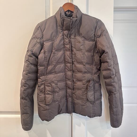 Vintage Abercrombie & Fitch Womens Large Brown Quilted Puffer Down Jacket Coat - Picture 9 of 10